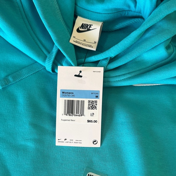 Nike Women’s Medium Teal Hoodie Pullover NWT sweatshirt - Picture 3 of 7